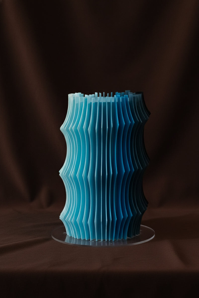 Blue dimensional cake on a brown background